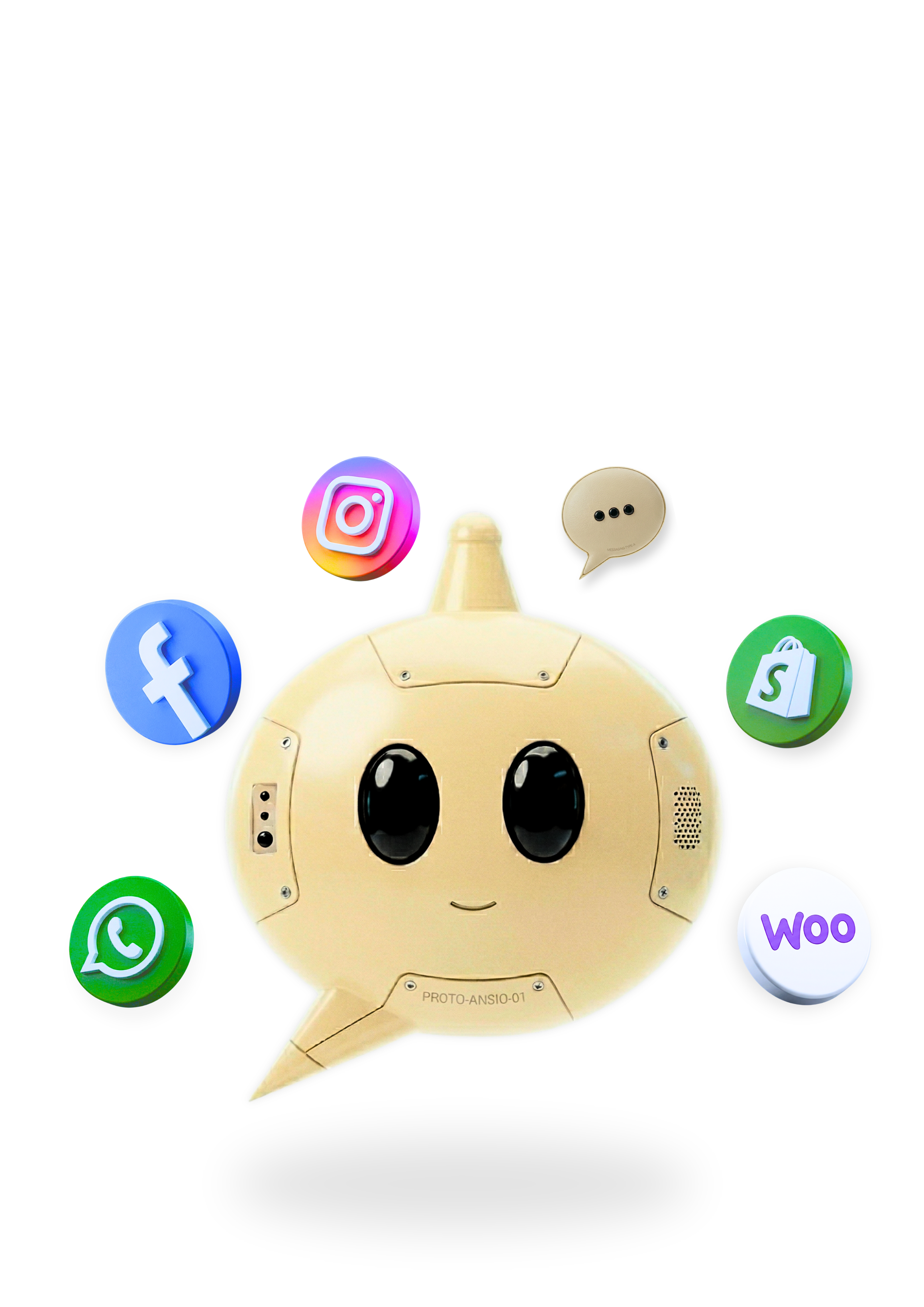 Bot Ansio relie aux integrations sociales et e-commerce