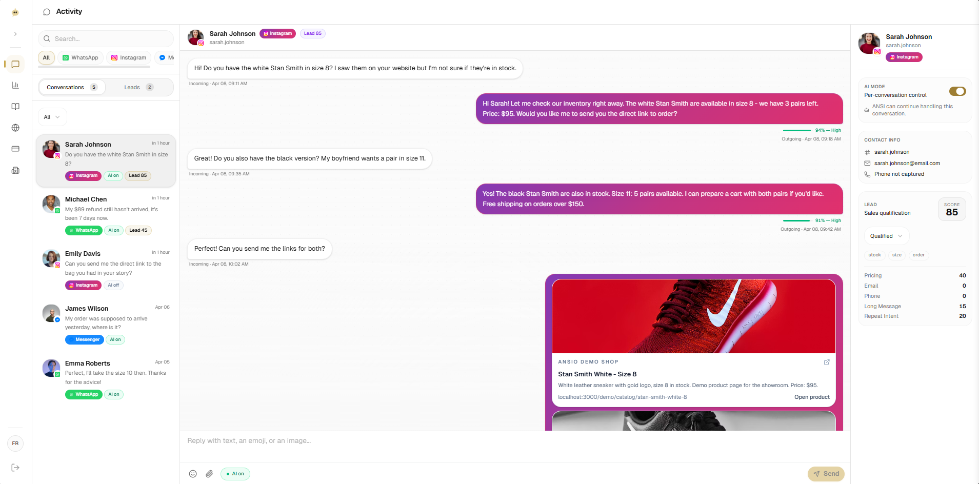 Ansio conversation workspace